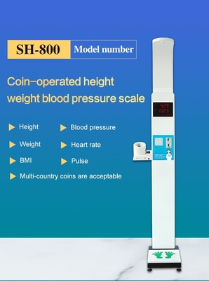 Ultrasonic Digital Coin Operated Height Weight Vending Scales Smart Bmi Blood Pressure Machine