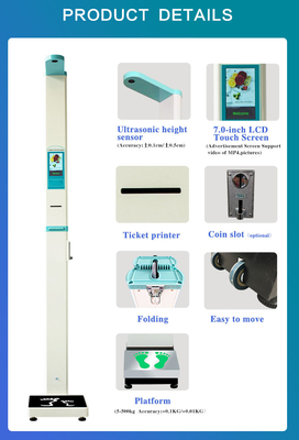 Coin Operated Ultrasonic Adult Height Weight BMI Body Analysis Machine