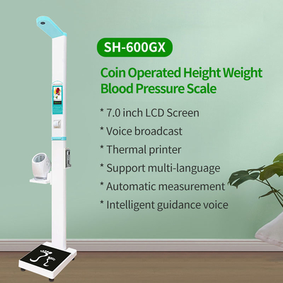Hospital Coin Operated Weighing Scale Height Machine Measure Blood Pressure