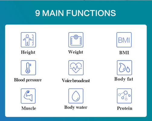 Multifunction Ultrasonic Health Checking Kiosk Human Height Weight BMI Balance Scale Body Fat Analyzer