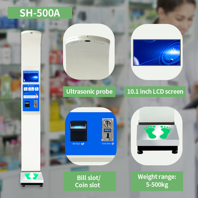Digital Body Balance Coin and Paper Money Operated Height Weight Scale With Coin Or Bill Acceptor