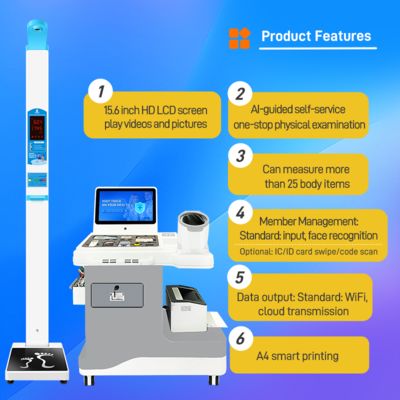 Medical Health Kiosk One-Stop Self-Service Full Body Check Station with Telemedicine Features Steel Blood Pressure Kiosk