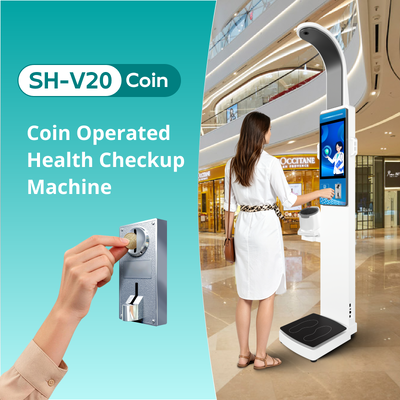 19-inch Advertising Screen Multi Functions Coin Operated Body Checking Machine Self Serviced Health Checkup Kiosk