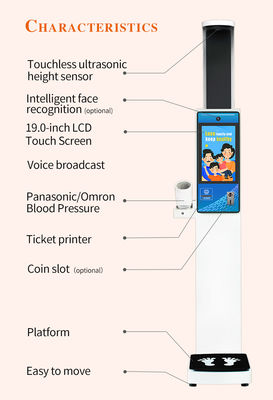 Ultrasonic Electronic Height And Weight Blood Pressure Monitor Scale Coin Operated