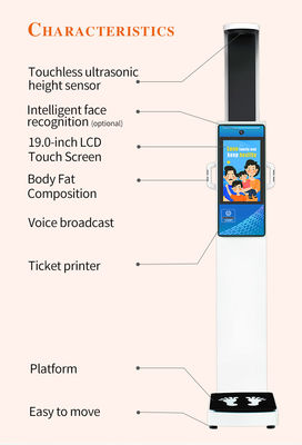 BMI Body Fat Measuring Personal Weigh Scales Coin Operated Digital Body Height and Weight BMI Scale with Thermal Printer