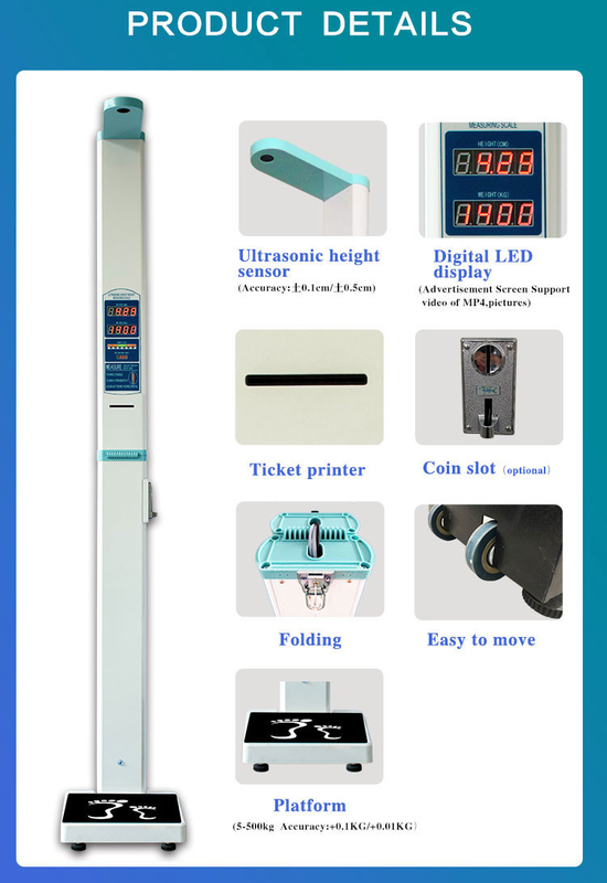 500kg Medical Body BMI Weight Scale Ultrasonic Height And Weight Measurement Scale