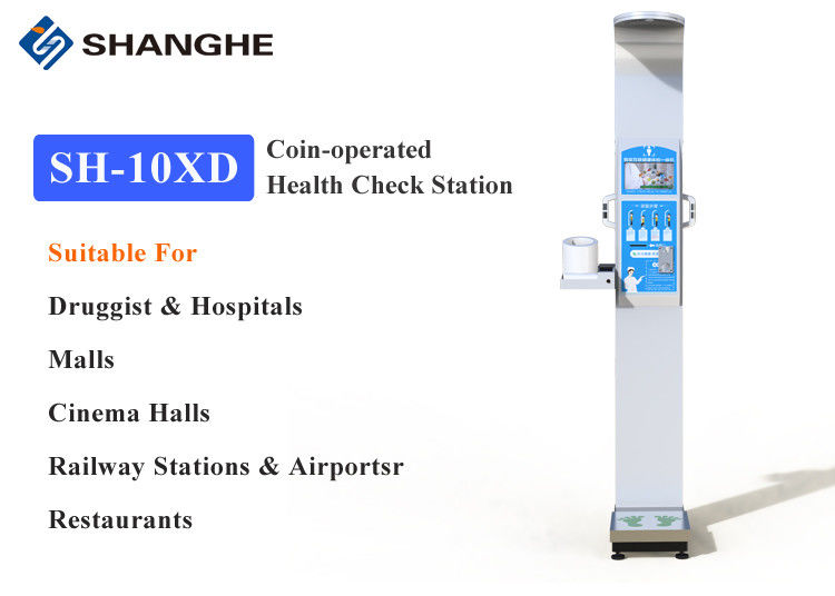 Coin Operated Height Weight BMI Blood Pressure Machine Bluetooth Connection