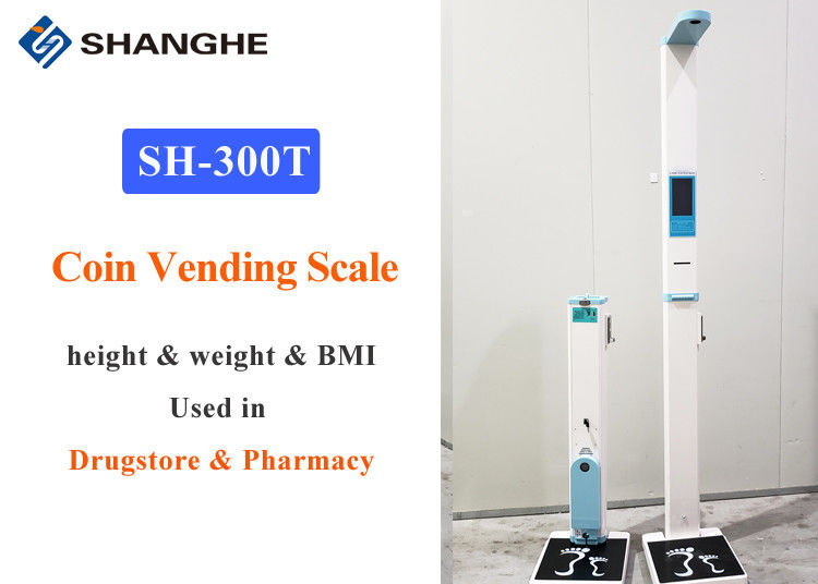 Ultrasonic Coin Operated Weighing Scales Body Analyzer Vending Machine For Pharmacies