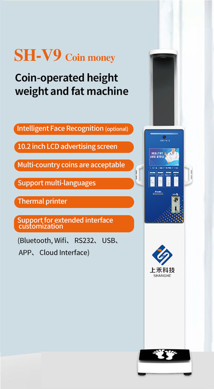 Bmi Coin Operated Height And Weight Scales Body Fat Analyzer Machine 240V